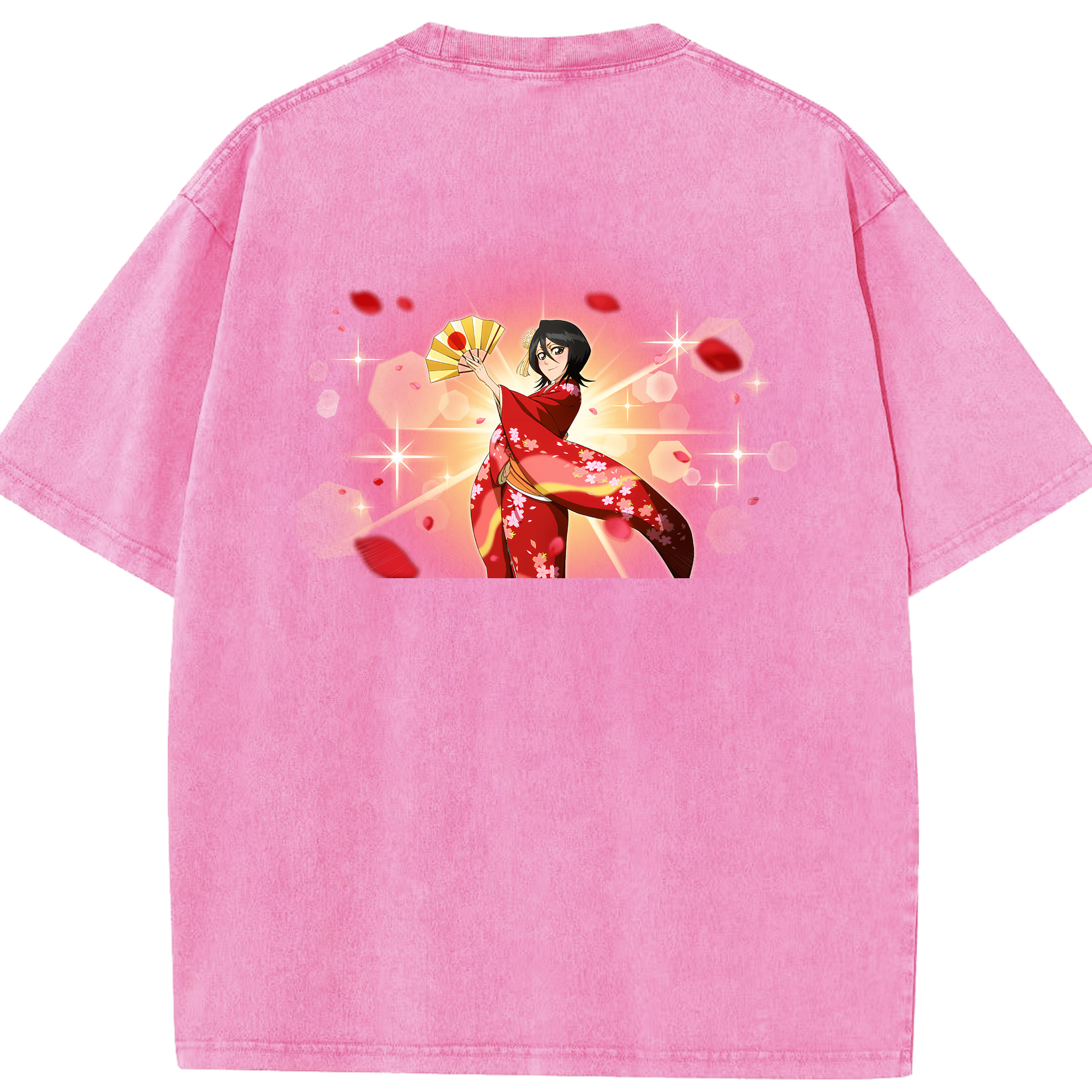 （画像用） ブリーチ 朽木ルキア BLEACH Kuchiki Rukia 綿100% ヴィンテージ風 半袖Tシャツ（背面プリント）